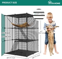 YITAHOME 3 szintes macskakert fém hálóval és függőággyal 1-2 macskához 5