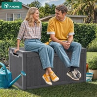 YITAHOME vrtna kutija za pohranu od 380 litara, vodootporna, zaključiva škrinja za jastuke, vanjska kutija za pohranu otporna na vremenske uvjete s bočnim ručkama, tamnosiva 3