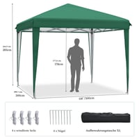Pavilion pliabil YITAHOME 3x3 m, cort pop-up cu protecție UV50+, saci de nisip și geantă de depozitare pentru evenimente în grădină, verde 2