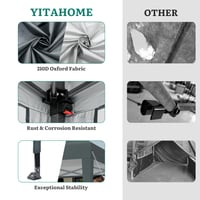 YITAHOME 3x3 m skladací záhradný altánok, vodoodolný, s UV ochranou, nastaviteľná výška 250 – 270 cm, vrátane tašky a kotviacich lán, na terasu 4