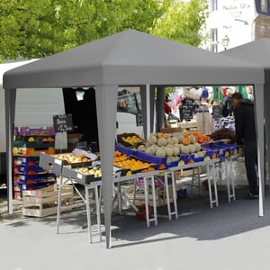 YITAHOME 3x3 m sklopivi vrtni paviljon, vodootporan, UV zaštita, šator za događanja s podesivom visinom i torbom, tamnosivi