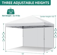 YITAHOME 3x3m összecsukható pavilon UV védelemmel, vízálló kerti sátor oldallal 5