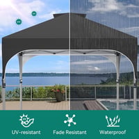 YITAHOME 3x3m Vízálló Összecsukható Kerti Pavilon - UV-Védelemmel, Állítható Magassággal, Fesztiválokra, Piacokra, Medencéhez - Fekete 3