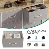 YITAHOME komoda sa 7 ladica za spavaću sobu, s 2 utičnice, 2 USB ulaza i LED trakom, TV ormarić s bočnim kukicama, svijetlosiva 5