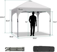 YITAHOME Azonnali Összecsukható Kerti Sátor Vízálló Pavilon Rollos Táskával 4