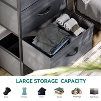 Comodă cu 4 sertare YITAHOME, model cu textură de lemn negru, sertare din material textil, mânere și cadru metalic 5