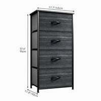 Comodă cu 4 sertare YITAHOME, model cu textură de lemn negru, sertare din material textil, mânere și cadru metalic 3