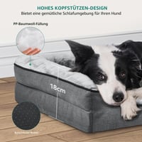 YITAHOME Peliešok pre psov malých a stredných plemien, 64x53 cm, sivý, mäkký flanel, protišmyková pohovka pre psov, prateľný vankúš pre psov 3