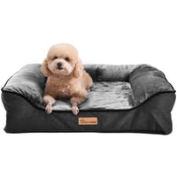 YITAHOME Peliešok pre psov malých a stredných plemien, 64x53 cm, sivý, mäkký flanel, protišmyková pohovka pre psov, prateľný vankúš pre psov 8