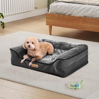 YITAHOME Peliešok pre psov malých a stredných plemien, 64x53 cm, sivý, mäkký flanel, protišmyková pohovka pre psov, prateľný vankúš pre psov 2