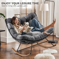 Veľké hojdacie kreslo YITAHOME s extra hrubým sedadlom, široká hojdačka na vnútorné aj vonkajšie použitie, do obývačky, na terasu, do záhrady, na verandu, sivá 4