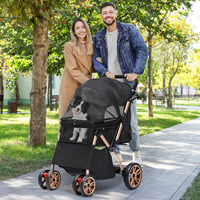 YITAHOME összecsukható kutyakocsi kis kutyáknak, fordítható fogantyú, 360° kerék, fekete 8