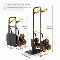 Skladací schodiskový vozík YITAHOME so 6 priemyselnými kolieskami s priemerom 15,2 cm, nosnosť 150 kg — chýbajú upínacie popruhy (stav: pozri 2. obrázok) 6