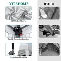 YITAHOME Skladací párty stan 3x3 m, rozkladací, s UV ochranou 50+, záhradný stánok, biely 5