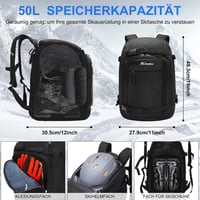 YITGOG 50L Síbakancs Táska Sisaktartó Rekesszel - 1680D Nylon Hátizsák Sícipőkhöz, Korcsolyához, Snowboardhoz 2