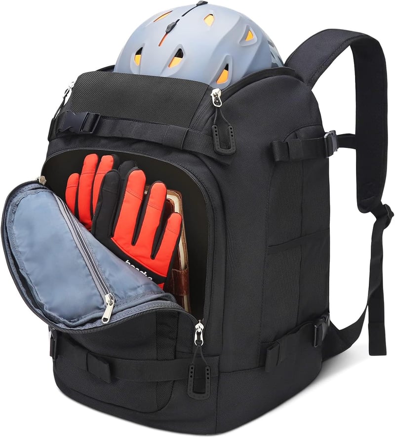 YITGOG 50L Síbakancs Táska Sisaktartó Rekesszel - 1680D Nylon Hátizsák Sícipőkhöz, Korcsolyához, Snowboardhoz