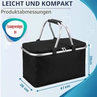 Coș de cumpărături și picnic pliabil și izolat termic Yitobici, geantă frigorifică portabilă cu mânere căptușite, 30 litri, negru 2