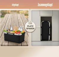Coș de cumpărături și picnic pliabil și izolat termic Yitobici, geantă frigorifică portabilă cu mânere căptușite, 30 litri, negru 3