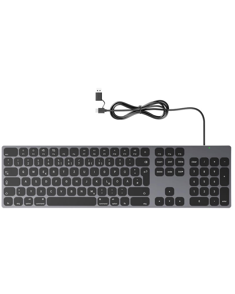 Hliníková klávesnica Yivandi pre Mac s numerickou časťou, USB-C – sivá