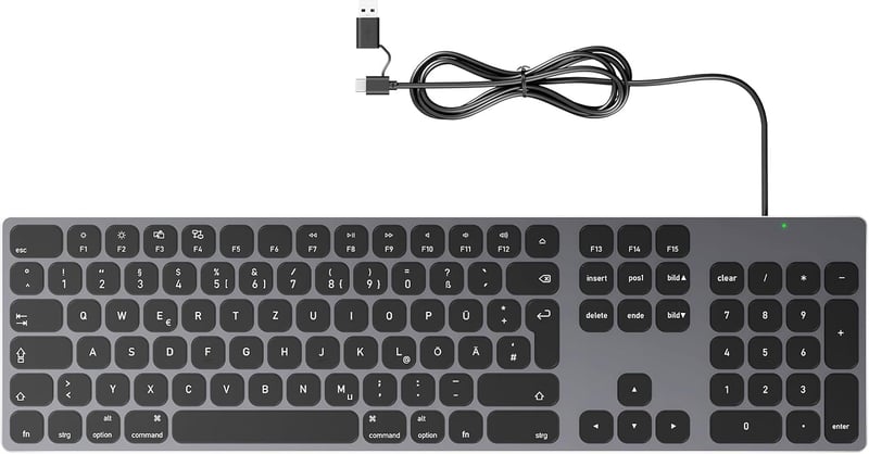 Yivandi Alumínium Mac Billentyűzet USB-C Numerikus Billentyűzettel Szürke