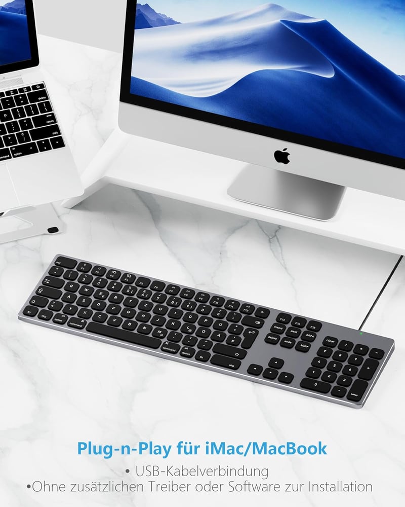 Yivandi Alumínium Mac Billentyűzet USB-C Numerikus Billentyűzettel Szürke