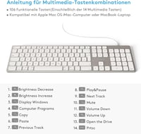 Yivandi Vezetékes Billentyűzet Mac-hez Numerikus Billentyűzettel Alumínium Keret Német QWERTZ 4