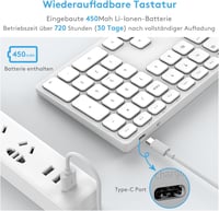 Yivandi Wireless Bluetooth Billentyűzet Mac-hez QWERTZ Numerikus Billentyűzettel 6