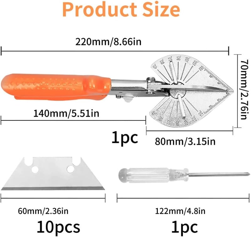 YIXISI 12 darabos szögvágó olló szett 45-135° PVC PPR PE csőhöz
