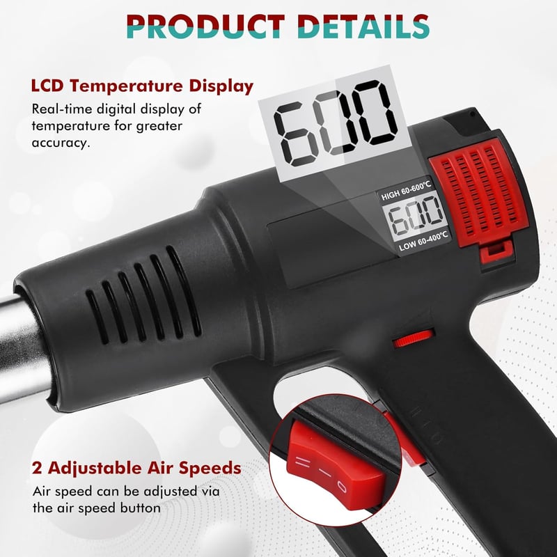 YJINGRUI 2000W PVC Kapszula Zsugorító Gép Digitális Kijelzővel, 60-620°C Hőmérséklet-szabályozással Borosüveg Kapszulákhoz, Fekete