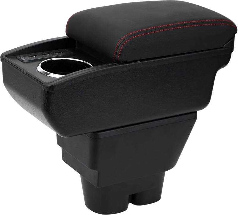 YJYWZH Peugeot 207 Középkonzol Tárolódoboz USB Csatlakozással Bőr Kartámasz