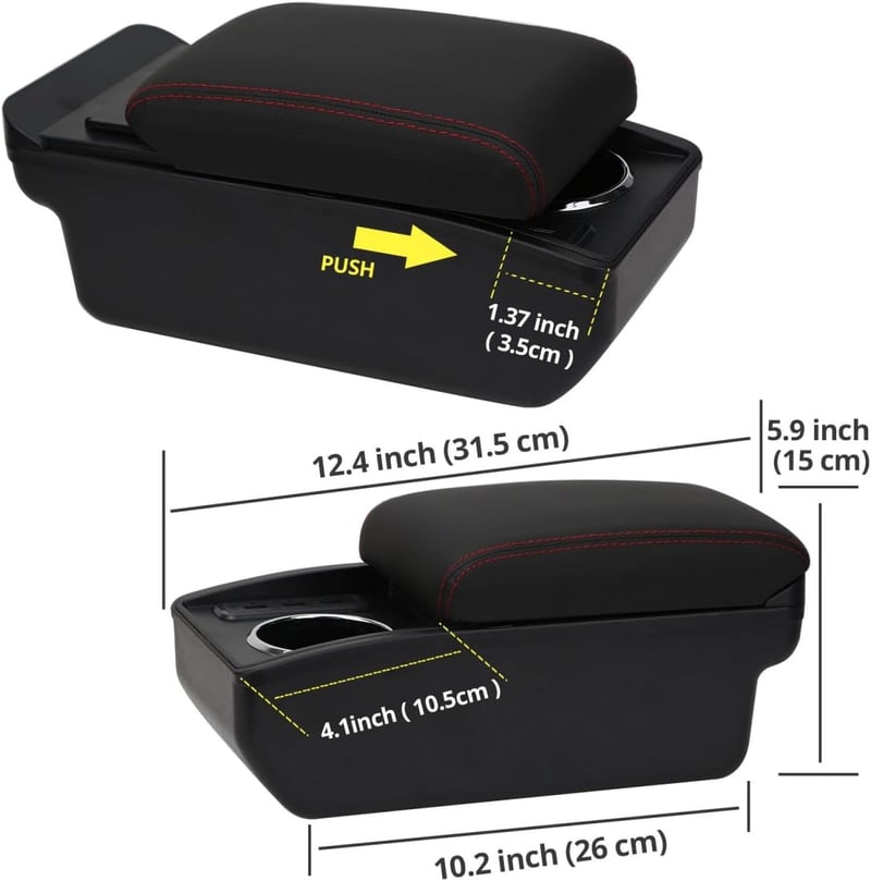 YJYWZH Peugeot 207 Középkonzol Tárolódoboz USB Csatlakozással Bőr Kartámasz