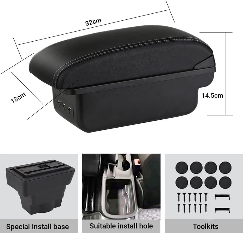 YJYWZH Vauxhall Astra J középkonzol kartámasz USB töltővel 2009-2015