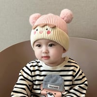 YKDLLF Unisex detská zimná čiapka s medvedími uškami, pletená, zateplená, dvojvrstvová, mäkká, pre chlapcov a dievčatá 3