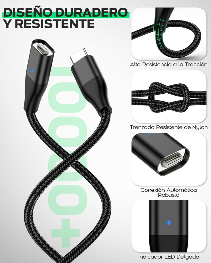 YKZ Mágneses USB-C kábel 3in1 4db 1m+2m PD 60W gyorstöltés Type-C Micro
