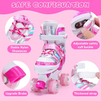 Ylaide Gyerek Görkorcsolya Állítható Méret LED Kerekek Lányoknak Fiúknak - M (EU32-36), Colour Rose 4