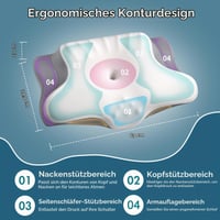 Ergonomický vankúš pod krk Ylekto na úľavu od bolesti – ortopedický vankúš z pamäťovej peny pre ľudí spiacich na boku, chladiaca opierka krku, kontúrovaný vankúš do postele 3