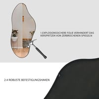 Ymahizax Aszimmetrikus Fali Tükör 98x45 cm - Fém Keretes Dekoratív Tükör Fürdőszobába, Előszobába, Nappaliba - Robbanásbiztos Üveg 4