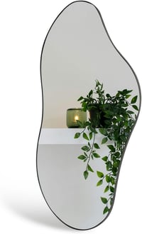 Ymahizax Aszimmetrikus Fali Tükör 98x45 cm - Fém Keretes Dekoratív Tükör Fürdőszobába, Előszobába, Nappaliba - Robbanásbiztos Üveg 1