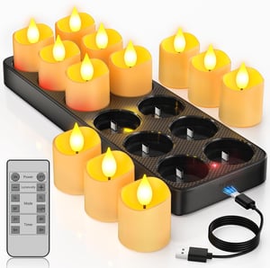 Yme 12 db LED gyertya töltőállomással, időzítővel és távirányítóval