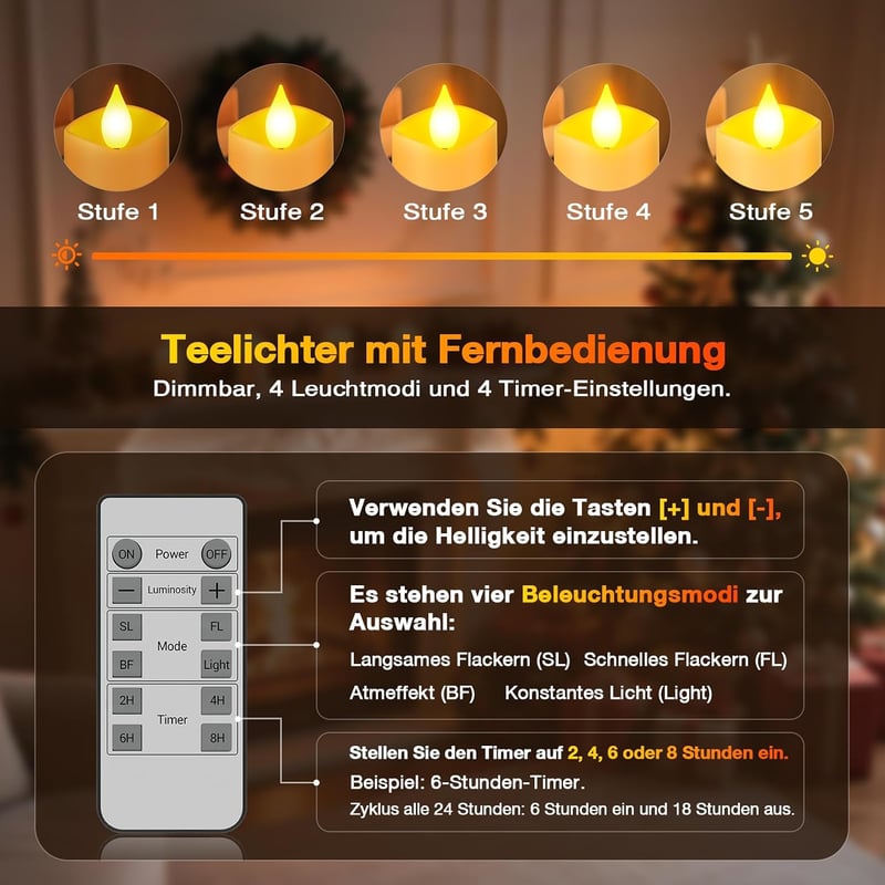 Yme 12 db LED gyertya töltőállomással, időzítővel és távirányítóval