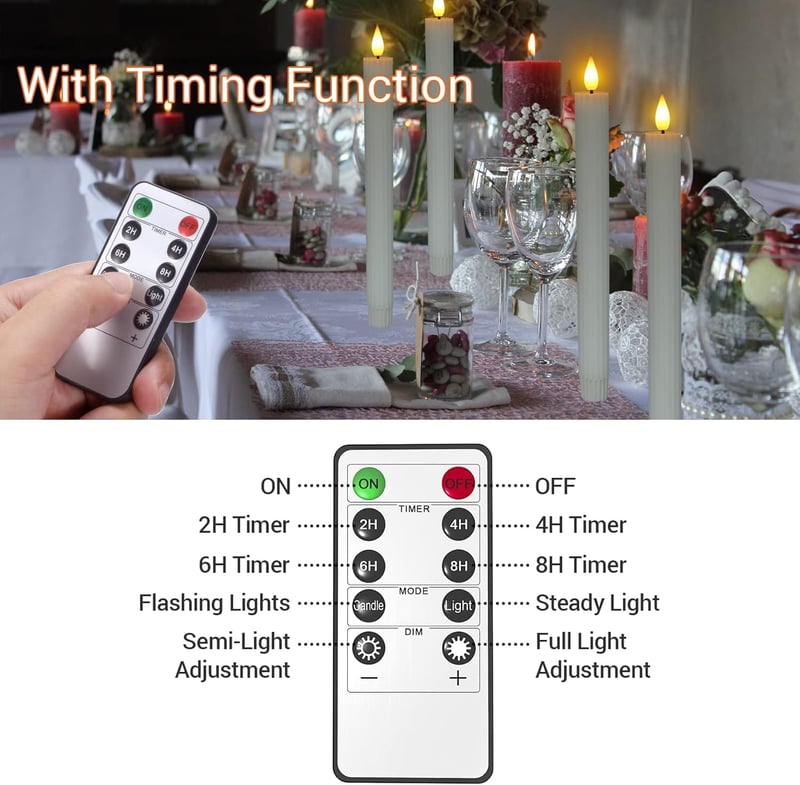 Yme 4 darabos LED gyertya szett távirányítóval, időzítővel és flörtölő lánggal