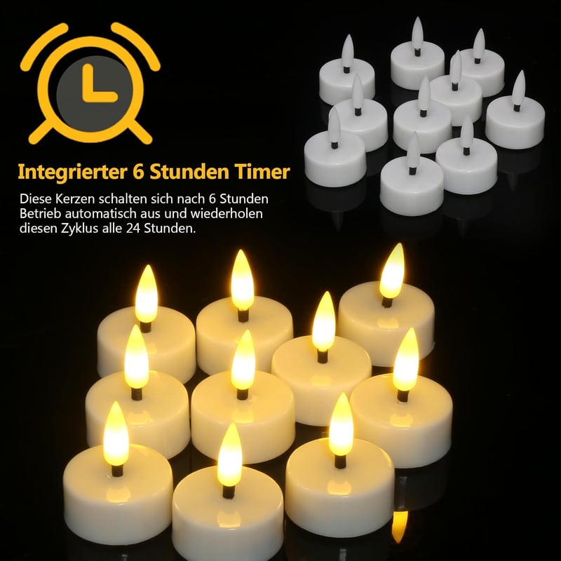 Ymenow LED gyertyák időzítővel 12 db, flflickerező lánghatás, dekoráció