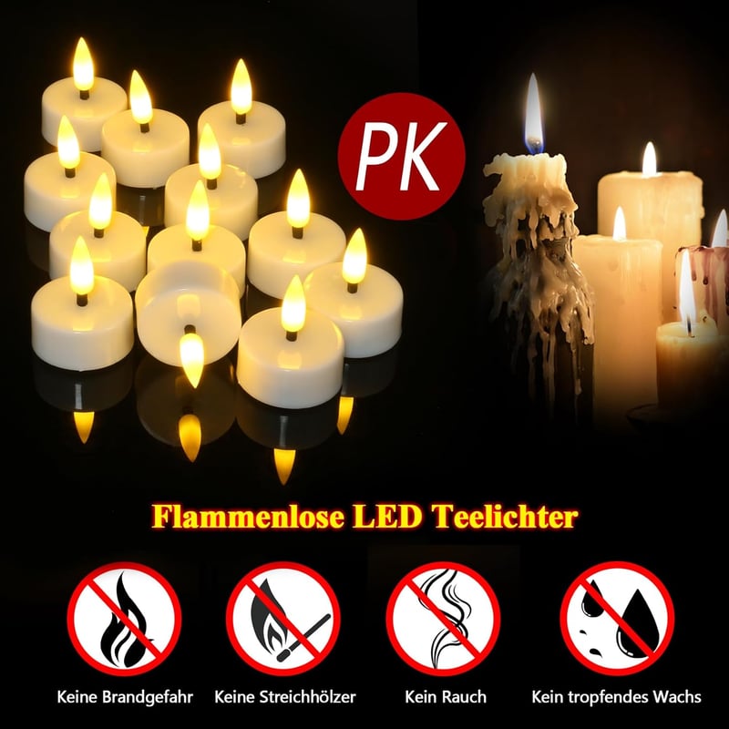 Ymenow LED gyertyák időzítővel 12 db, flflickerező lánghatás, dekoráció