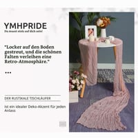 YMHPRIDE Ružičasti stolni nadstolnjak 2 kom. - 90 x 300 cm, rustikalna tkanina od gaze, boho stil, vjenčani stolnjak, dekoracija za svadbene zabave 4