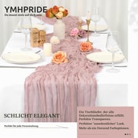 YMHPRIDE Ružičasti stolni nadstolnjak 2 kom. - 90 x 300 cm, rustikalna tkanina od gaze, boho stil, vjenčani stolnjak, dekoracija za svadbene zabave 6