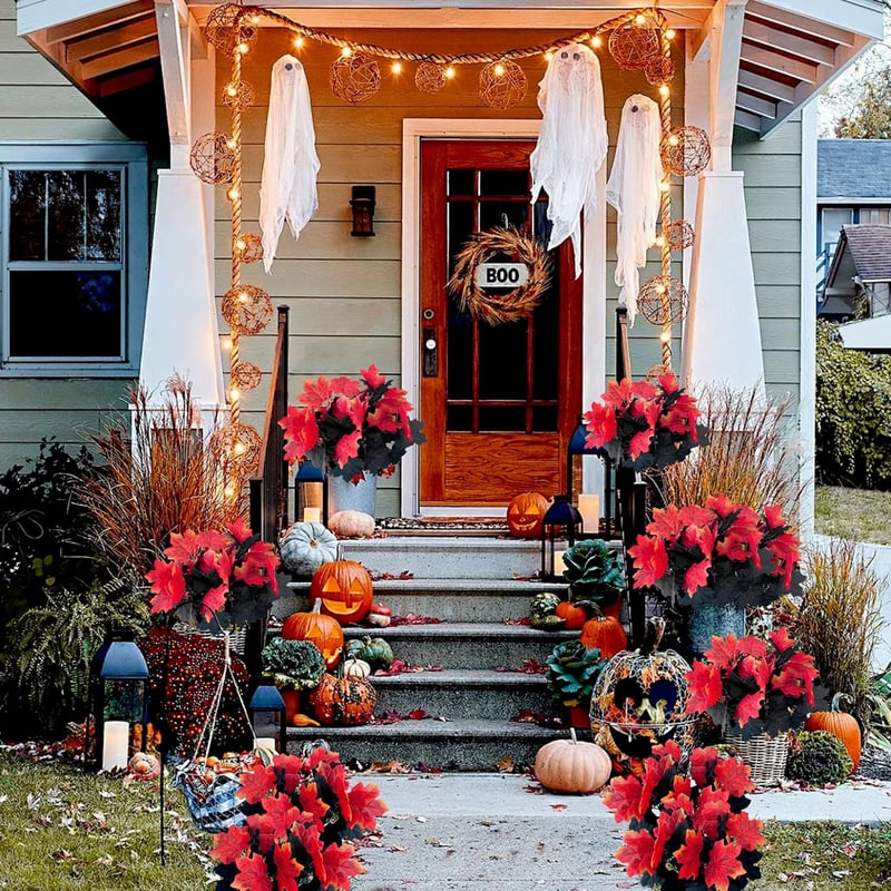 YMIFEEY 4db Műleveles Juharfa Ág - Őszi Dekoráció Műnövény Szett Halloween Díszítéshez, Lakberendezési Kellék