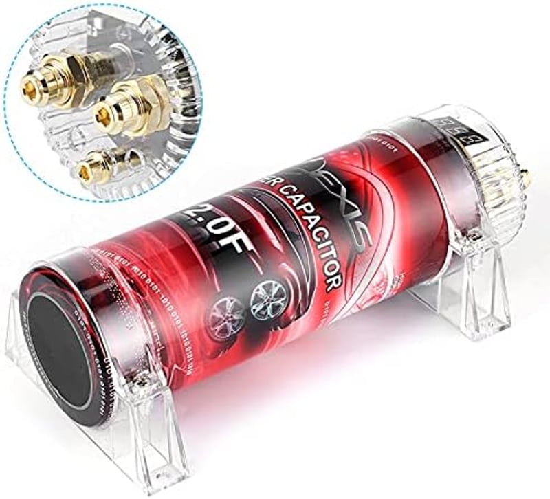 Ymiko autóhifi kondenzátor feszültségszabályzó 10-16V DC piros LED erősítő táp stabilizáló