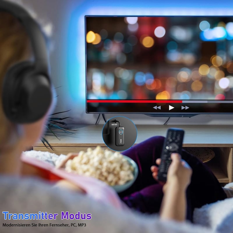 YMOO Bluetooth Adapter TV Fejhallgatóhoz, 3.5mm Jack Adó-Vevő Alacsony Késleltetéssel