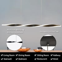 YNDD LED függőlámpa dimmelhető távirányítóval, étkezőasztal, fekete, magasságállítható 3