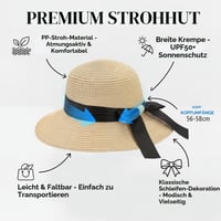 Ynport Crefreak Női Szalmakalap Széles Karimával és Fekete Masnival, Összehajtható Nyári Napvédő Kalap Strandhoz, Nyaraláshoz és Mindennapi Viselethez 2